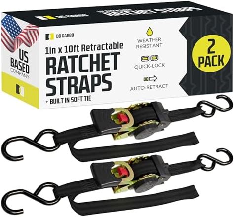 Dc Cargo Auto Retracting Ratchet Straps Pack Inch X W Soft