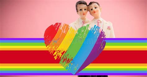 Image Of Rainbow Flag Over Gay Couple Figure Stock Illustration Illustration Of Design