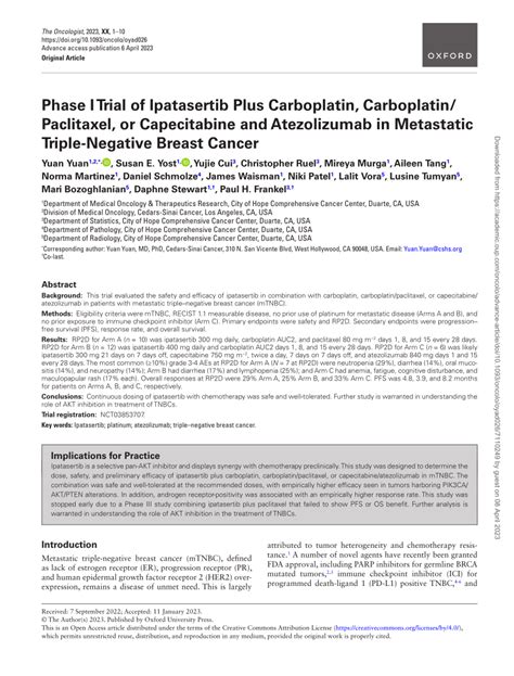 PDF Phase I Trial Of Ipatasertib Plus Carboplatin Carboplatin