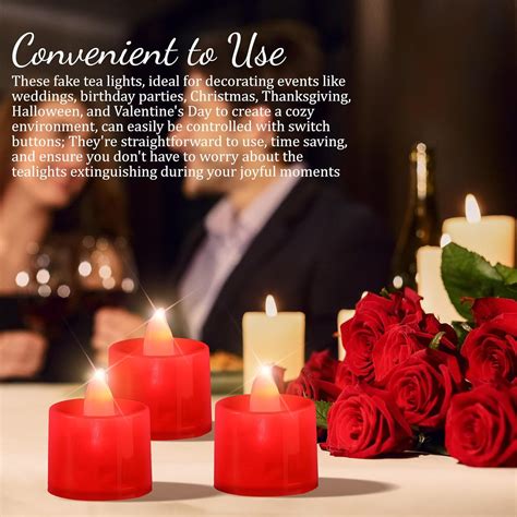 48 velas votivas LED rojas para el día de San Valentín velas sin llama