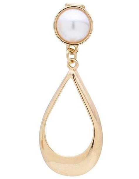 Barcs Pearl Window Drop Clip Earring In Gold Myer