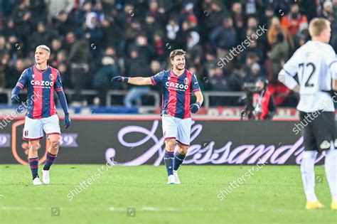 Bolognas Riccardo Orsolini Celebrates After Scoring Editorial Stock