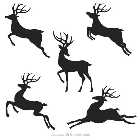 Black Reindeer Silhouettes Pack Free Vector