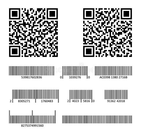 Qr Codes Und Strichcode Etiketten Vektor Abbildung Illustration Von