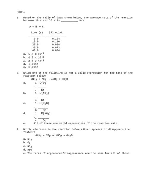 Sample Exercise Calculating An Average Rate Of Reaction Austincc