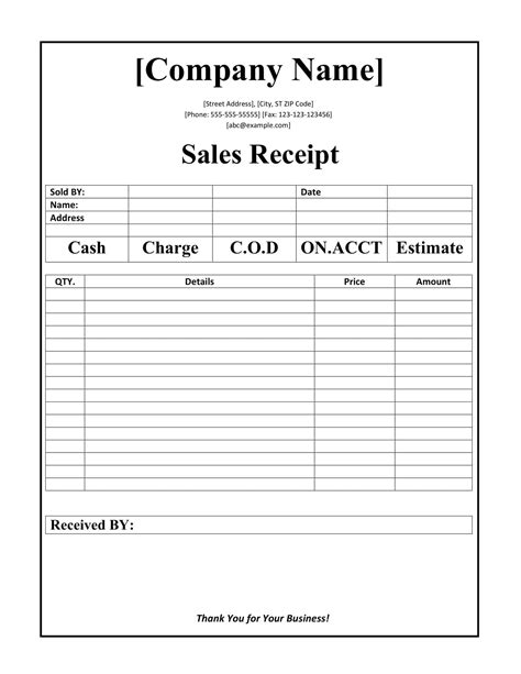 Free Printable Receipt Templates Word Excel Pdf