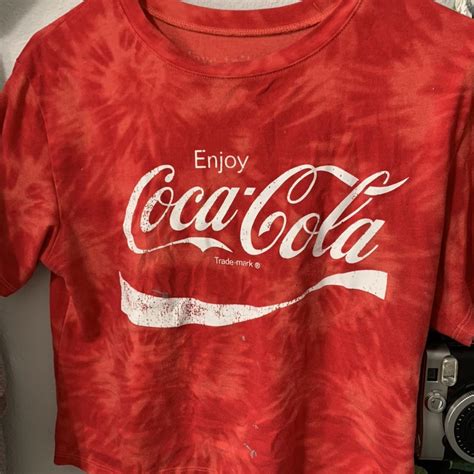 Coca Cola Women S Red And White Crop Top Depop