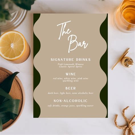 Editable Bar Menu Sign Template Instant Download Modern Elegance - Etsy