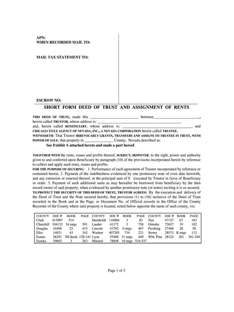 Nv Short Form Deed Of Trust Complete Legal Document Online Us Legal Forms