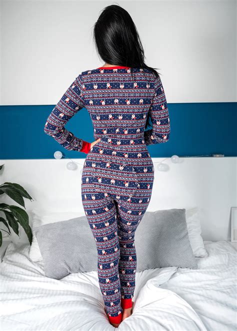 Pajama With Open Butt Flap Sexy Sleep Suit Snowy Etsy