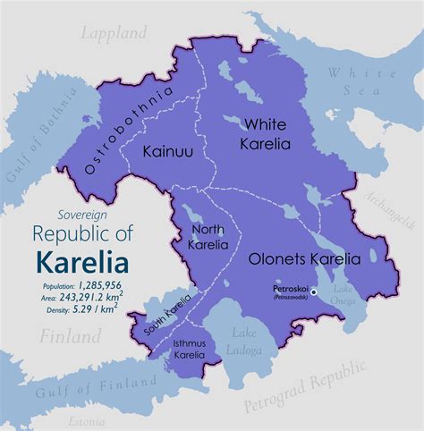 Map Of Republic Of Karelia In Blue And Purple