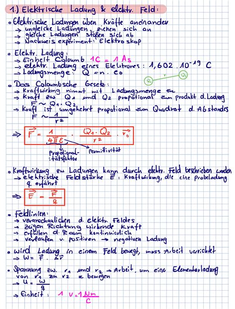 Klausurvorbereitung Ti1 1 1 Elektrische Ladung Elekt Feld Elektrische
