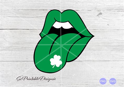 St Patricks Day Svg Shamrock Tongue Svg Lips Kiss Svg Cricut