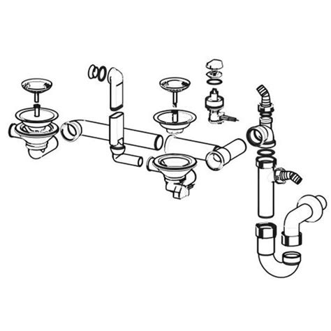 Siphon et bonde avec bouchon chaînette D70 pour évier 2 cuves FRANKE