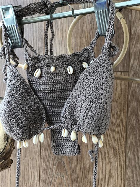 Sea Shell Crochet Bikini Set Thong Bikini Triangle Swimsuit Gift For