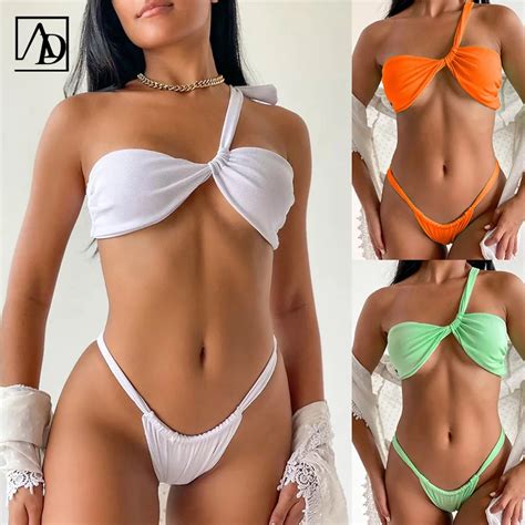 2023 New European And American Micro Bikini Solid Color Sexy Tie Thong