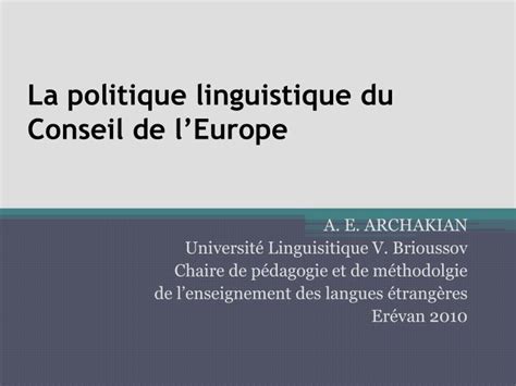 Ppt La Politique Linguistique Du Conseil De L Europe Powerpoint