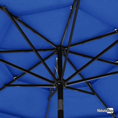 Parasol à 3 niveaux avec mât en aluminium Bleu azuré 3 m 313875