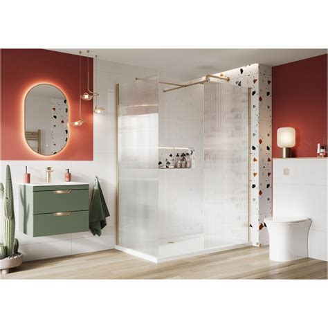 Scudo S8 8mm Fluted Glass 800mm Wetroom Panel With Chrome Profile