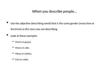 Describing People in Spanish: Descripciones en Español by Senor Muth 