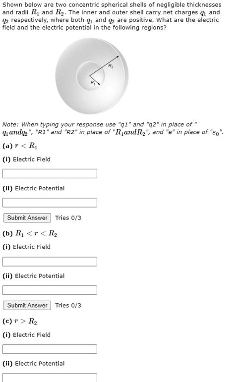 Solved Shown Below Are Two Concentric Spherical Shells Of Negligible