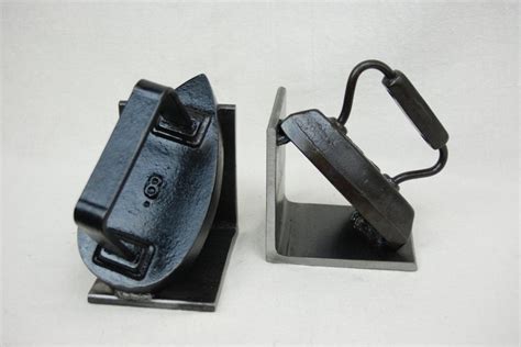 Vintage Cast Iron Iron Bookends, Welded to Steel Base, Industrial Style - Etsy