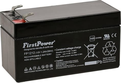 FirstPower Batterie Au Plomb Gel FP1212 1 2Ah 12V VDS 12V Lead Acid