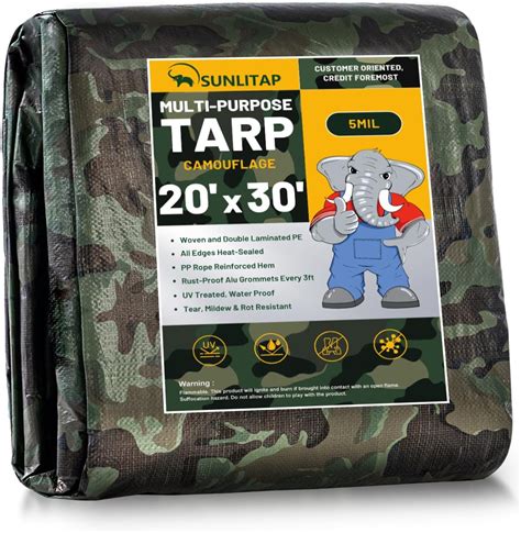 Sunlitap X Ft Tarp Cover Poly Tarp Waterproof Tarps With Metal