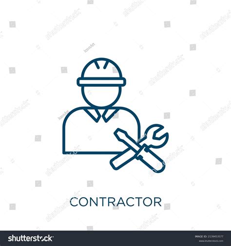 Contractor Icon Thin Linear Contractor Outline Stock Vector Royalty