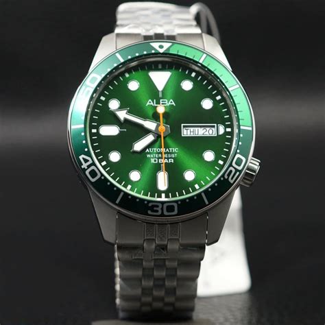 Alba AL4187X Active Automatic Green Dial Silver Tone Stainless Steel