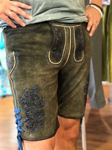 Lederhose Kurz M G Rtel Jeansblauer Stick Lederhosen Herren