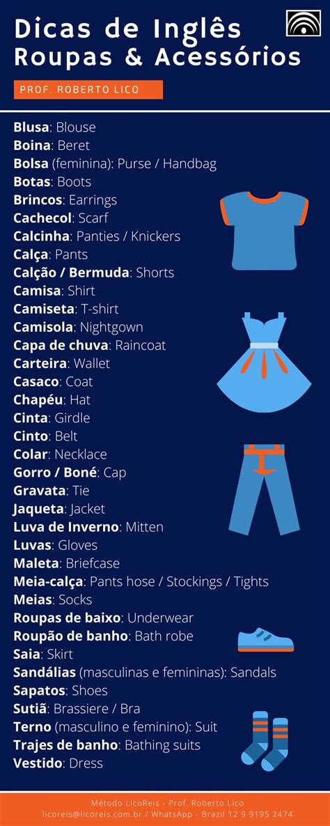 Peças De Roupas Em Inglês - Learn English Vocabulary for Clothes and Accessories | Peças de roupa ...