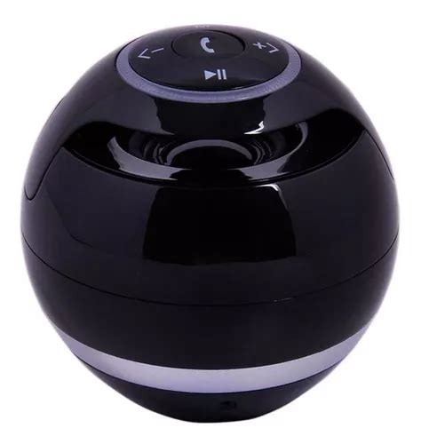 Alto Falante Bluetooth Microsd Fm Aux Round Led Handsfree Cor Preta