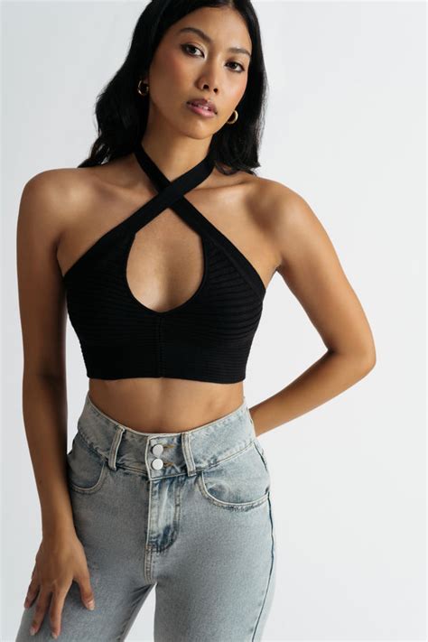 Black Halter Crop Top