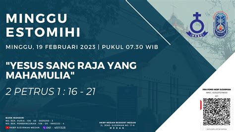 Ibadah Minggu Estomihi HKBP Medan Sudirman Minggu 19 Februari 2023