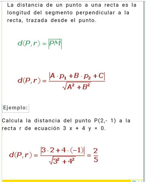 Distancia Entre Un Punto Y Una Recta Ejemplo Brainly Lat