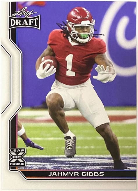 Jahmyr Gibbs Leaf Draft Alabama Crimson Tide Football Rookie Card