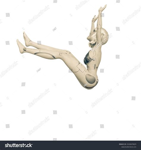Cyber Bikini Girl Cartoon Falling 3d Stock Illustration 2143679025