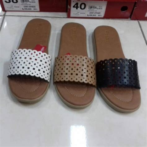 Jual Sandal Wanita Fladeo Teplek Ada 3 Pilihan Warna Putihkremhitam