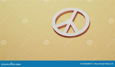 Close Up of White Peace Sign and Copy Space on Yellow Background Stock Footage - Video of blue ...