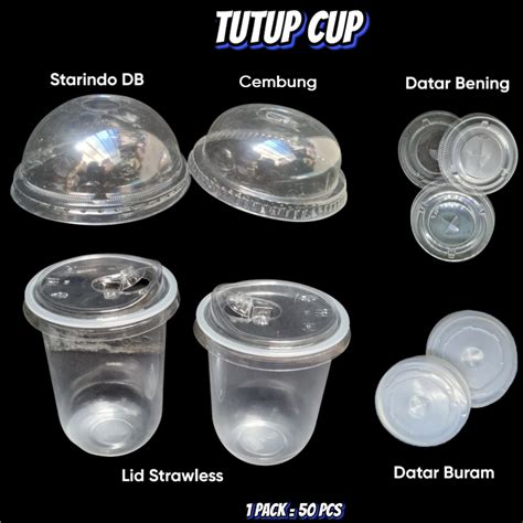 Jual Tutup Cup Plastik Pop Ice Pp Cembung Datar Strawless Starindo