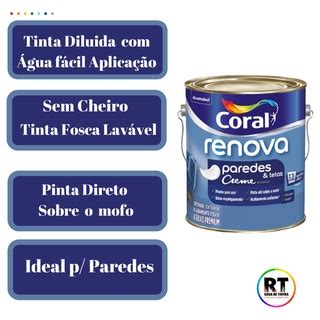 Tinta Para Parede Acrílica Coral Renova Cor Cinza 3 2l Lavável Premium