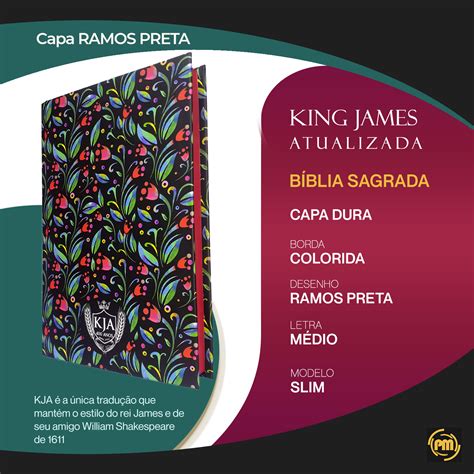 Biblia Kja King James Atualizada Slim Capa Dura Ramos Preta Jovial