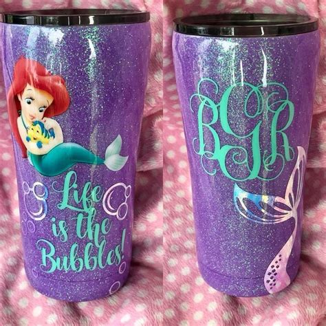 Little Mermaid Ariel Glitter Tumbler Crafty Creations By Amber Nissen Tumbler Cups Diy Cricut