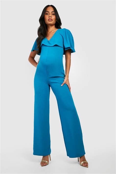 Maternity Angel Sleeve Wide Leg Jumpsuit Boohoo