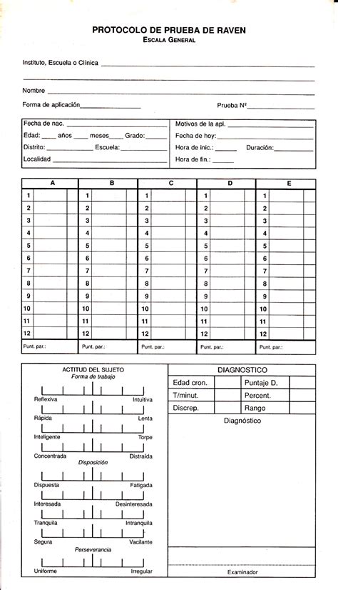Hoja De Protocolo De Prueba Raven Escala General Protocolo De Prueba De Raven Esce Gexenat