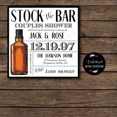 Stock The Bar Couples Shower House Warming Invitation Etsy