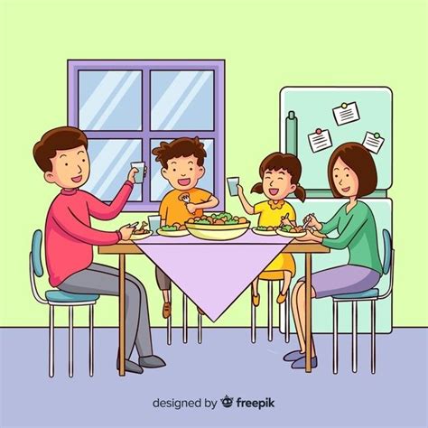 Familia Comiendo Vector Gratuito Free Vector Freepik Freevector