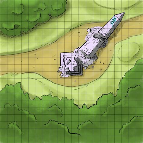 Battlemap Fallen Obelisk 1440×1440 Dungeon Maps Fantasy Map