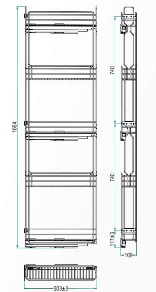 Kosz cargo maxi włoski INOXA chrom 150mm prow BLUM TANDEM 5 poziomów